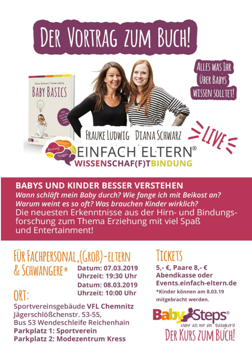 Der Vortrag zum Buch -Einfach Eltern- am 07. und 08.03.2019